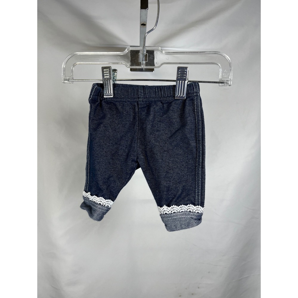 Baby Girls Dark Wash Denim Leggings Lace Trim CrochetJeggings6-9 Months RN120160